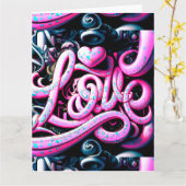 Love Graffiti Pink and Black Kaart (Gele Bloem)