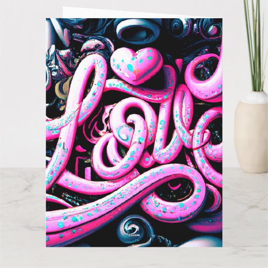 Love Graffiti Pink and Black Kaart (Achterkant)