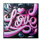 Love Graffiti Pink and Black Tegeltje (Voorkant)