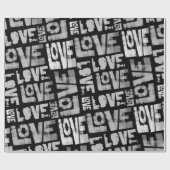 Love Graffiti Wrapping Paper - Zwart en Wit Cadeaupapier (Vlak)
