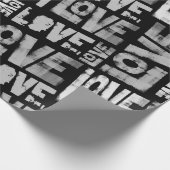 Love Graffiti Wrapping Paper - Zwart en Wit Cadeaupapier (Hoek)