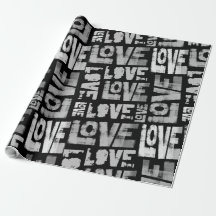 Love Graffiti Wrapping Paper - Zwart en Wit