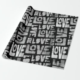 Love Graffiti Wrapping Paper - Zwart en Wit Cadeaupapier