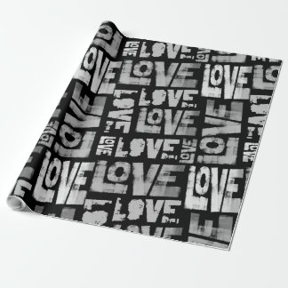 Love Graffiti Wrapping Paper - Zwart en Wit Cadeaupapier