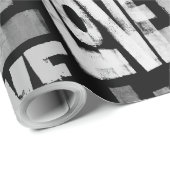Love Graffiti Wrapping Paper - Zwart en Wit Cadeaupapier (Rol Hoek)