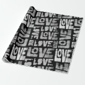 Love Graffiti Wrapping Paper - Zwart en Wit Cadeaupapier (Uitgerold)