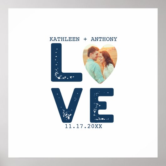 LOVE Grafisch Minimalistisch Hartvormig Foto Huwel Poster (Voorkant)