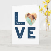 LOVE Grafisch Minimalistische Hartvormige Foto Bru Kaart (Gele Bloem)