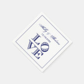LOVE Grafische tekst - Blauw Servetten (Hoek)