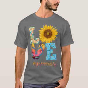 LOVE Grammie Life Teenslippers Sunflower Summer Mo T-shirt