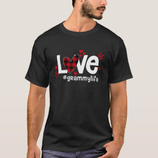 LOVE Grammy Life Buffalo Pset Red Flannel Heart T-shirt