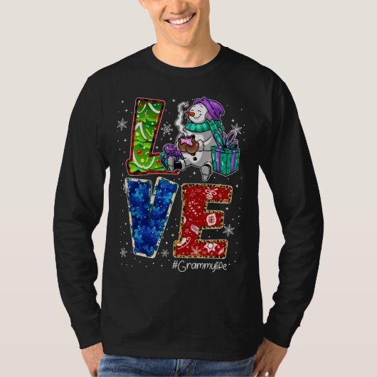 Love Grammy Life Snowman Leopard Thanksgiving gram T-shirt (Voorkant)