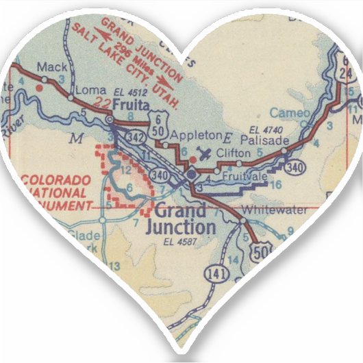Love Grand Junction Map Sticker (Voorkant)