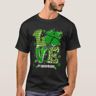 Love Grandad Green Pset Leopard St Patrick's Day T-shirt