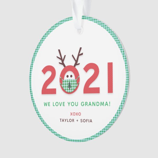 Love Grandma 2021 Custom Photo Acrylic Ornament (voorkant)
