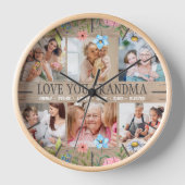 LOVE GRANDMA Custom Naam Foto Collage Wandklok (Voorkant)