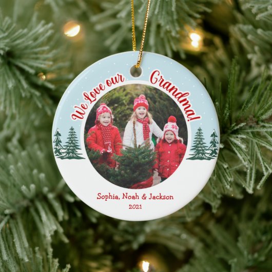 Love Grandma kerstboom Snow Photo Keramisch Ornament (Boom)