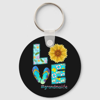 LOVE Grandma Life Flip Flops Hippie Sunflower Sleutelhanger