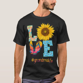 LOVE Grandma Life Teenslippers Hippie Sunflower Su T-shirt
