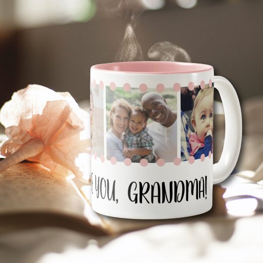 Love Grandma Sweet Blush Pink 4 Photo Collage Mok