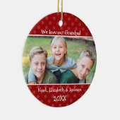 Love Grandpa Red Polka Dot kerstfoto Keramisch Ornament (Rechts)