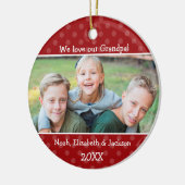 Love Grandpa Red Polka Dot kerstfoto Keramisch Ornament (Links)