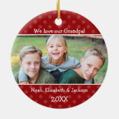 Love Grandpa Red Polka Dot kerstfoto Keramisch Ornament (Achterkant)