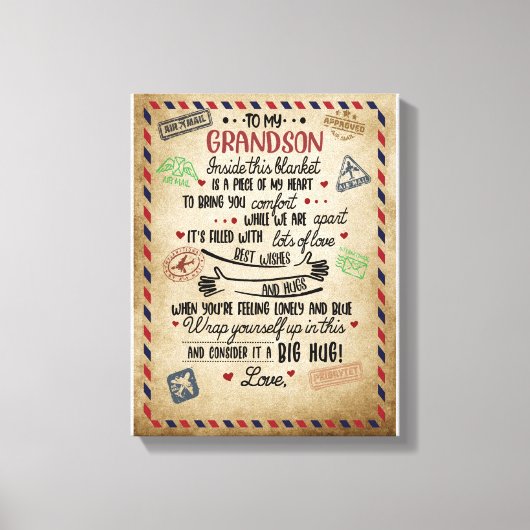 Love Grandson | Brief aan mijn kleinzoon van oma Canvas Afdruk (Voorkant)