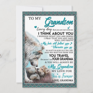 Love Grandson | Brief aan mijn kleinzoon van oma Feestdagenkaart