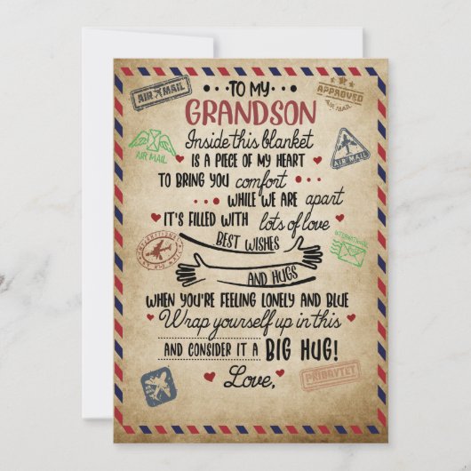 Love Grandson | Brief aan mijn kleinzoon van oma Feestdagenkaart (Voorkant)