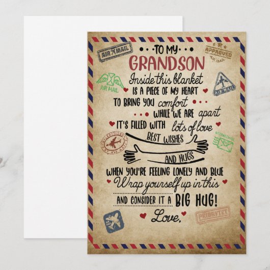 Love Grandson | Brief aan mijn kleinzoon van oma Feestdagenkaart (Voorkant / Achterkant)