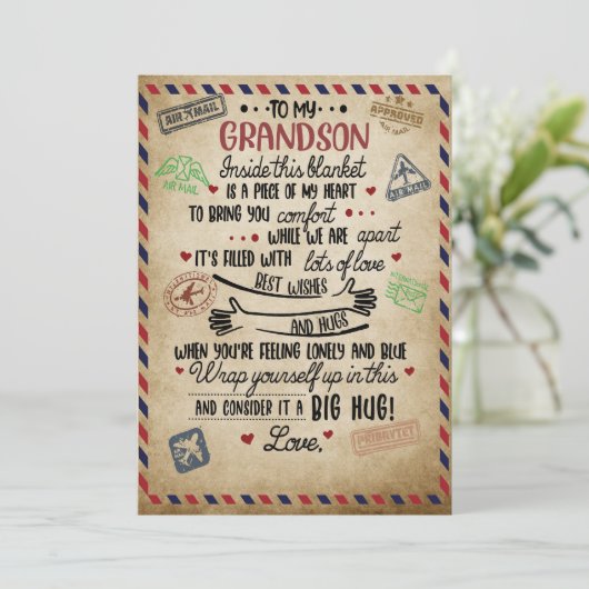 Love Grandson | Brief aan mijn kleinzoon van oma Feestdagenkaart (Staand voorkant)