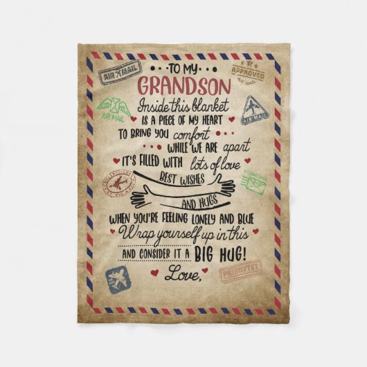 Love Grandson | Brief aan mijn kleinzoon van oma Fleece Deken (Voorkant)