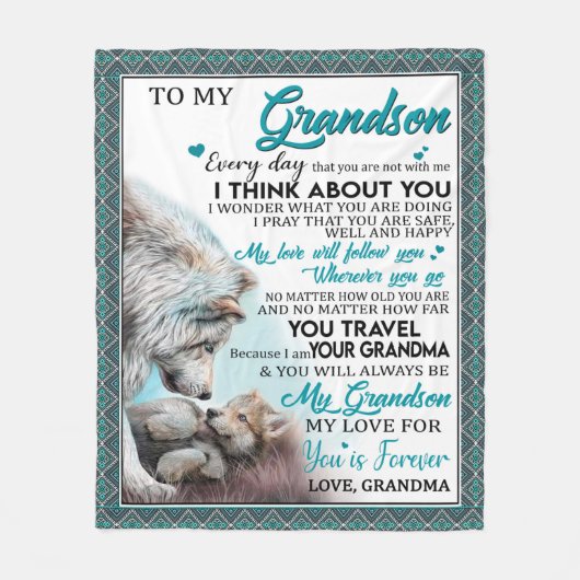 Love Grandson | Brief aan mijn kleinzoon van oma Fleece Deken (Voorkant)