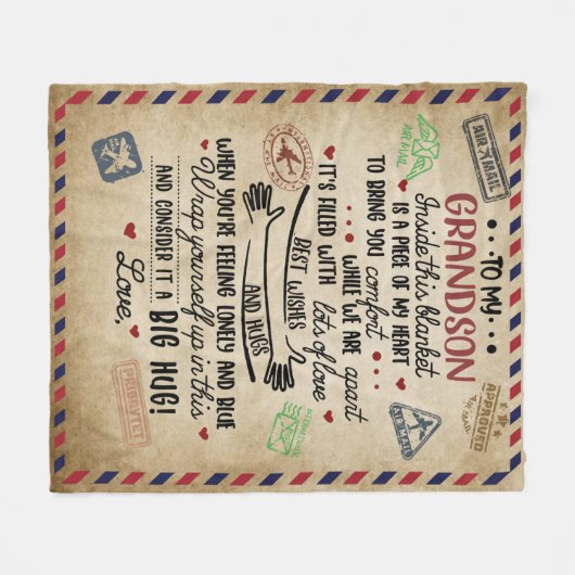 Love Grandson | Brief aan mijn kleinzoon van oma Fleece Deken (Voorkant (Horizontaal))