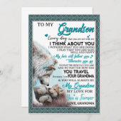 Love Grandson | Brief aan mijn kleinzoon van oma Kaart (Voorkant / Achterkant)