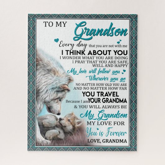 Love Grandson | Brief aan mijn kleinzoon van oma Legpuzzel (Verticaal)