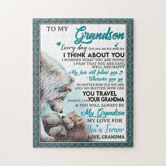 Love Grandson | Brief aan mijn kleinzoon van oma Legpuzzel (Verticaal)