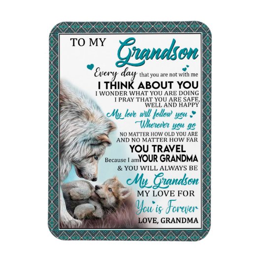Love Grandson | Brief aan mijn kleinzoon van oma Magneet (Verticaal)