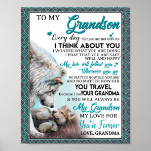 Love Grandson Brief aan mijn kleinzoon van oma Poster