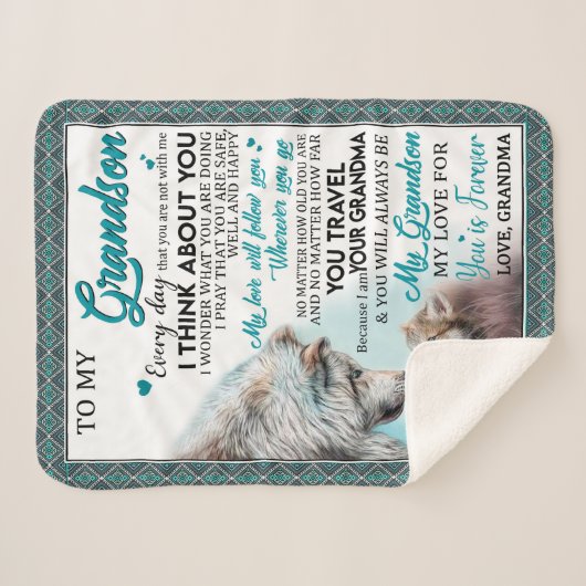 Love Grandson | Brief aan mijn kleinzoon van oma Sherpa Deken (Voorkant (horizontaal))