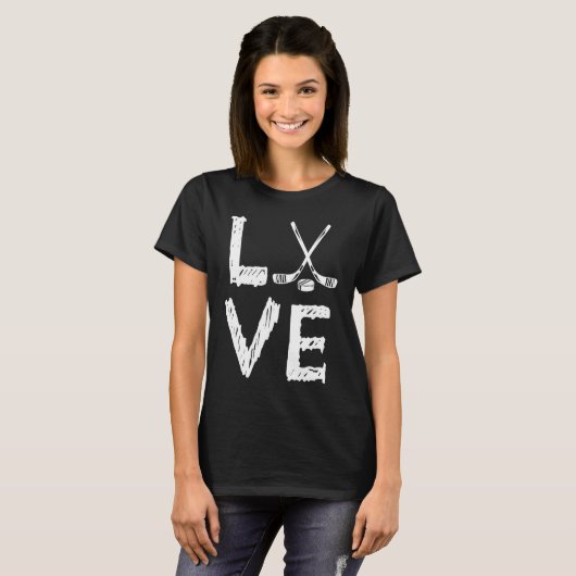 Love Graphic Hockey Player Field Hockey Sti T-shirt (Voorkant volledig)