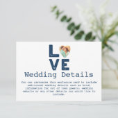 LOVE Graphic Minimalist Heart Photo Weddenschap Informatiekaartje (Staand voorkant)