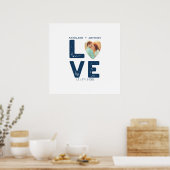 LOVE Graphic Minimalist Heart Shaped Photo Weddens Poster (Keuken)