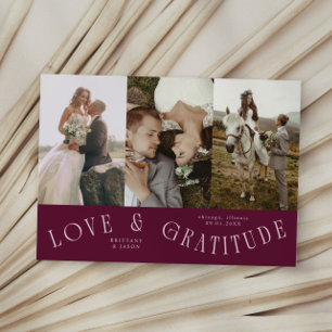 Love & Gratitude Cranberry Trouw Multi Foto Bedankkaart