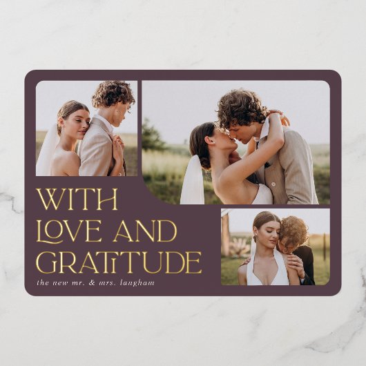 Love & Gratitude Gold Foil Weddenschap Hartelijk d Folie Uitnodiging (Voorkant)
