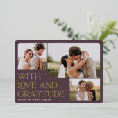 Love & Gratitude Gold Foil Weddenschap Hartelijk d Folie Uitnodiging (Staand Voorkant)