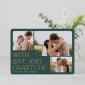 Love & Gratitude Gold Foil Weddenschap Hartelijk d Folie Uitnodiging (Staand Voorkant)