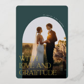 Love & Gratitude Gold Foil Weddenschap Hartelijk d Folie Uitnodiging (Voorkant)
