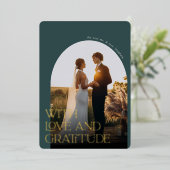 Love & Gratitude Gold Foil Weddenschap Hartelijk d Folie Uitnodiging (Staand Voorkant)